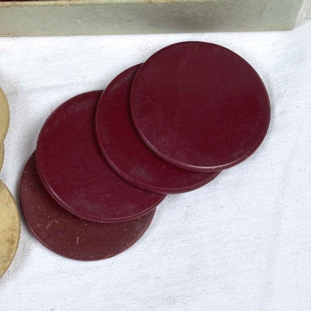 Vtg US Anchor Clay Poker Chips 100 Count Assorted Colors 1.5 Inch Plain w/ Box - Picture 3 of 10